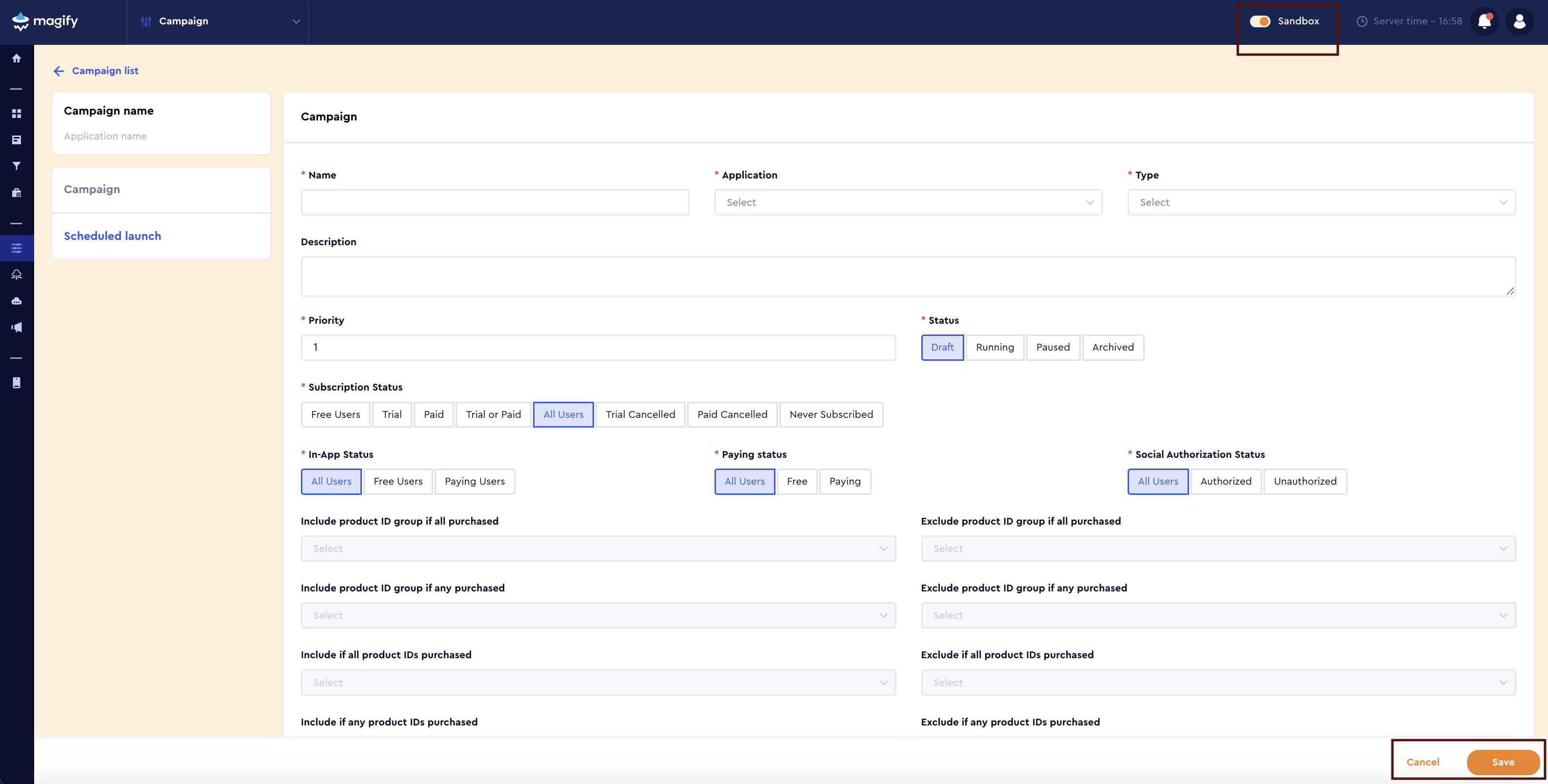 Sandbox campaign example