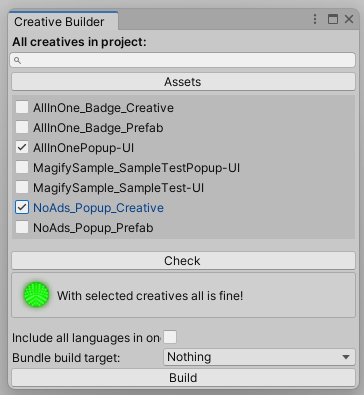 Creative Builder window checked