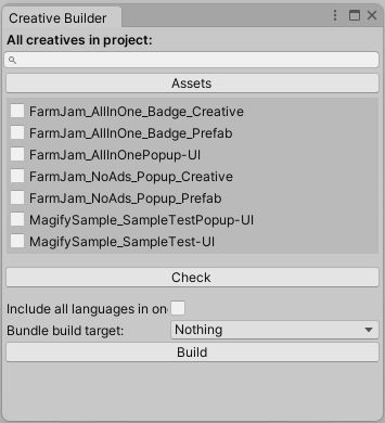 Creative Builder window